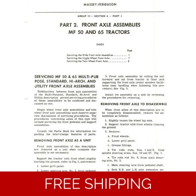 MASSEY FERGUSON 65 WORKSHOP MANUAL
